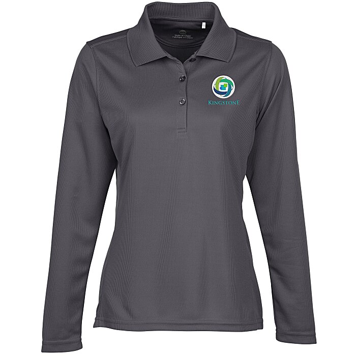 Custom Ice Performance Pique Long Sleeve Polo - Ladies'