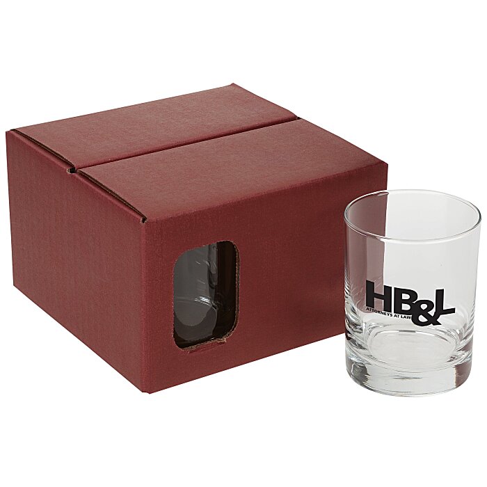Custom Double Old-Fashioned Glass Set - Coloured Box