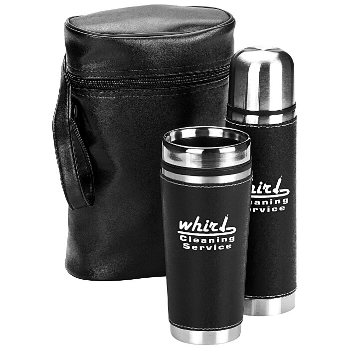Custom Leatherette Tumbler/Vacuum Bottle Set - Screen