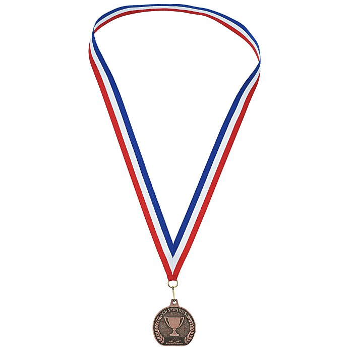 Custom Econo Medal - Flat Bottom with Red, White & Blue Ribbon