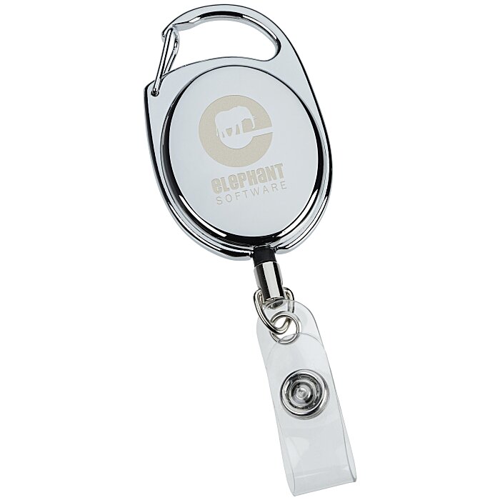 Custom Metal Clip-On Retractable Badge Holder - Laser Engraved